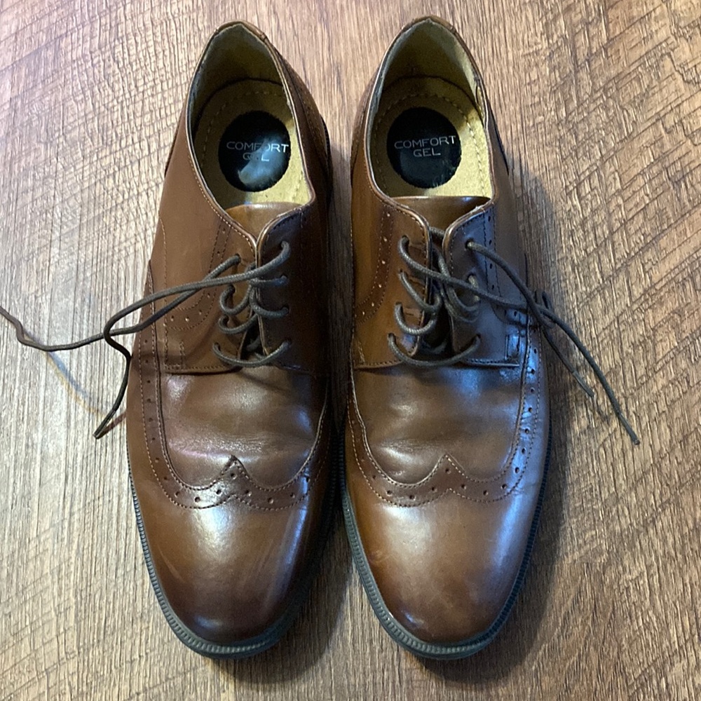 Mens comfort gel dress shoes brown